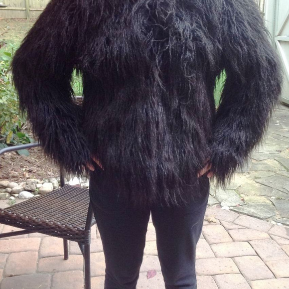 black ostrich feather coat